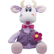Плюшена играчка Амек Тойс - Крава с цвете, лилава, 50 сm