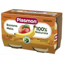Плодово пюре Plasmon - Банан с ябълка, 2 х 104 g -1