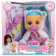 Плачеща кукла със сълзи IMC Toys Cry Babies - Кристал, болно бебе, лилаво и бяло