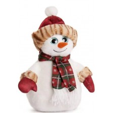 Плюшена играчка Амек Тойс - Снежко с червена шапка и шал, 23 cm