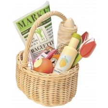 Плетена пазарска кошница Tender Leaf Toys - С продукти и цветя -1