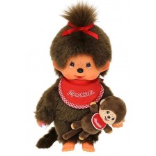 Плюшена играчка Monchhichi - Classic girl, Маймунка с бебе, 20 cm -1