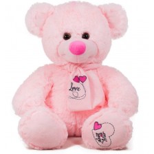 Плюшена играчка Амек Тойс - Мече с шал розово, 45 cm -1