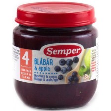 Плодово пюре Semper - Боровинка и ябълки, 125 g -1