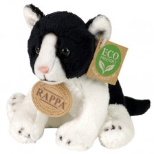 Плюшена играчка Rappa Еко приятели - Коте, черно и бяло, 14 сm