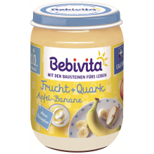 Плодово пюре дует Bebivita - Ябълка, банан и извара, 190 g, вид 2 -1