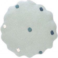 Плетена възглавница Lassig - Dots, 25 х 25 cm, мента
