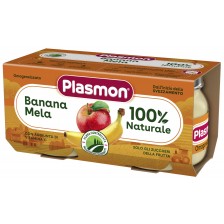 Плодово пюре Plasmon - С банан и ябълка, 6м+, 2 х 80 g -1