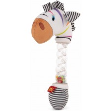 Плюшена бебешка дрънкалка Амек Тойс - Зебра, 23 cm -1