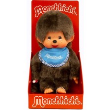 Плюшена играчка Monchhichi - Маймунка момче със син лигавник, 20cm -1