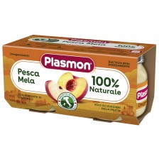 Плодово пюре Plasmon - С праскова и ябълка, 6м+, 2 х 80 g -1