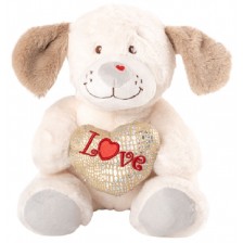 Плюшена играчка Амек Тойс - Куче със сърце, бяло, 24 сm -1