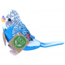Плюшена играчка Rappa Еко приятели - Вълнист папагал, със звук, зелен, 11 cm