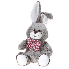 Плюшена играчка Heunec - Зайче с карирана панделка, кафяво, 30 cm