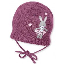 Плетена бебешка шапка Sterntaler - Със зайче, 45 cm, 6-9 месеца