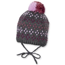 Плетена зимна шапка Sterntaler - 43 cm, 5-6 месеца, сиво-розова -1