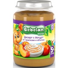 Плодов десерт Bebelan Puree - Праскови и ябълки с йогурт, 190 g