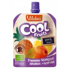 Плодов мус Vitabio - Ябълка, манго, ананас и ацерола, 90 g -1