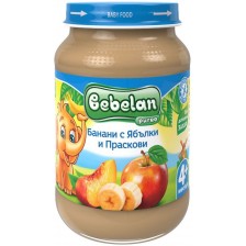 Плодово пюре Bebelan Puree-  Банани, ябълки и праскови, 190 g