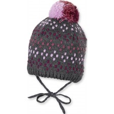 Плетена зимна шапка Sterntaler - 45 cm, 6-9 месеца, сиво-розова -1