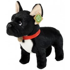 Плюшена играчка Rappa Еко приятели - Куче Френски булдог, стоящ, черен, 30 cm
