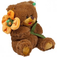Плюшена играчка Амек Тойс - Мече с цвете и кафява муцунка, 28 сm -1
