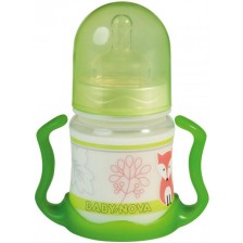 Пластмасово шише с дръжки Baby Nova - 150 ml, зелено -1