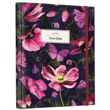 Планер Victoria's Journals Florals - Цветя, скрита спирала, твърда корица, на редове -1
