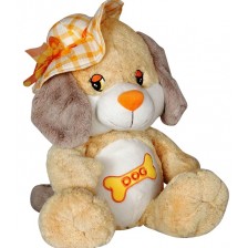Плюшена играчка Амек Тойс - Куче с жълта шапка, 36 сm -1