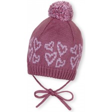 Плетена зимна шапка с пискюл Sterntaler-  43 cm, 5-6 месеца, розова -1