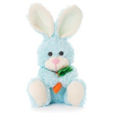 Плюшено зайче Tea Toys - Чочо, 28 cm, с морков, синьо -1