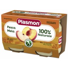 Плодово пюре Plasmon - Праскова с ябълка, 2 х 104 g