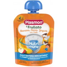 Плодова закуска Plasmon - Нутримюн, банан, кокос и йогурт, 85 g