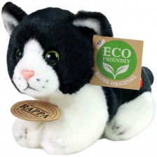 Плюшена играчка Rappa Еко приятели - Коте, черно и бяло, със звук, 15 cm -1
