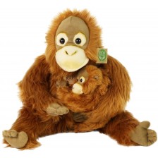 Плюшена играчка Rappa Еко приятели - Орангутан 28 cm, бебе 15 cm -1