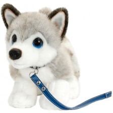 Плюшена играчка Keel Toys Куче - Хъски, с каишка, 30 cm -1