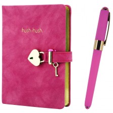 Подаръчен комплект Victoria's Journals - Hush Hush, розов, 2 части, в кутия -1