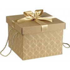 Подаръчна кутия Giftpack - Със златиста панделка и дръжки, 27 х 27 х 20 cm -1
