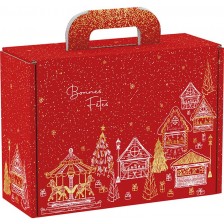 Подаръчна кутия Giftpack Bonnes Fêtes - Червена, 25 cm -1