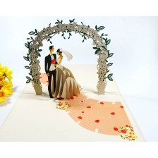 Поздравителна картичка Kiriori Pop-up - Булка и младоженец