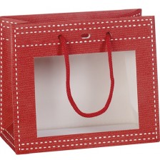 Подаръчна торбичка Giftpack - 20 х 10 х 17 cm, червена, PVC прозорец