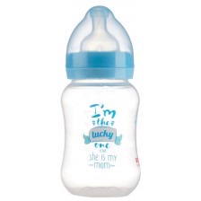 Полипропиленово шише за хранене с широко гърло с биберон Zizito - Little Angel, синьо, 250 ml