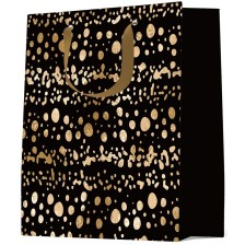 Подаръчна торба S. Cool - черна със златисто, L, 12 броя