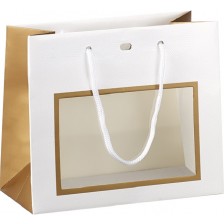 Подаръчна торбичка Giftpack - 20 x 10 x 17 cm, бяло и мед, с PVC прозорец -1