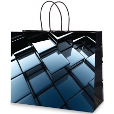 Подаръчна торбичка - Квадрати, черна, H -1
