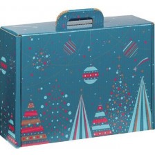 Подаръчна кутия Giftpack Bonnes Fêtes - Синя, 34.2 cm