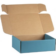 Подаръчна кутия Giftpack - 33 x 18.5 x 9.5 cm, крафт и синьо -1