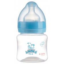 Полипропиленово шише за хранене с широко гърло с биберон Zizito - Little Angel, синьо, 125 ml -1