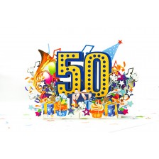 Поздравителна картичка Kiriori Pop-up - 50 -1