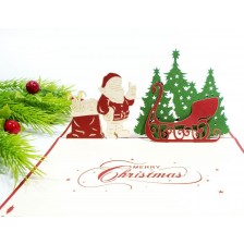 Поздравителна картичка Kiriori Pop-up - Дядо Коледа с шейна